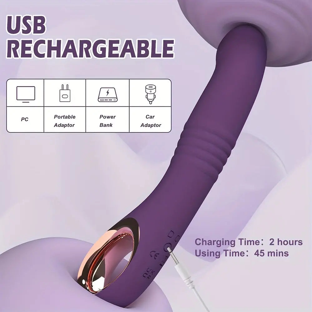 USB Rechargeable Dual Function Adult Toy: 10 Vibration and Stimulation Modes. Realistic Silicone Design. Suitable for Female and Couples - buysextoyth