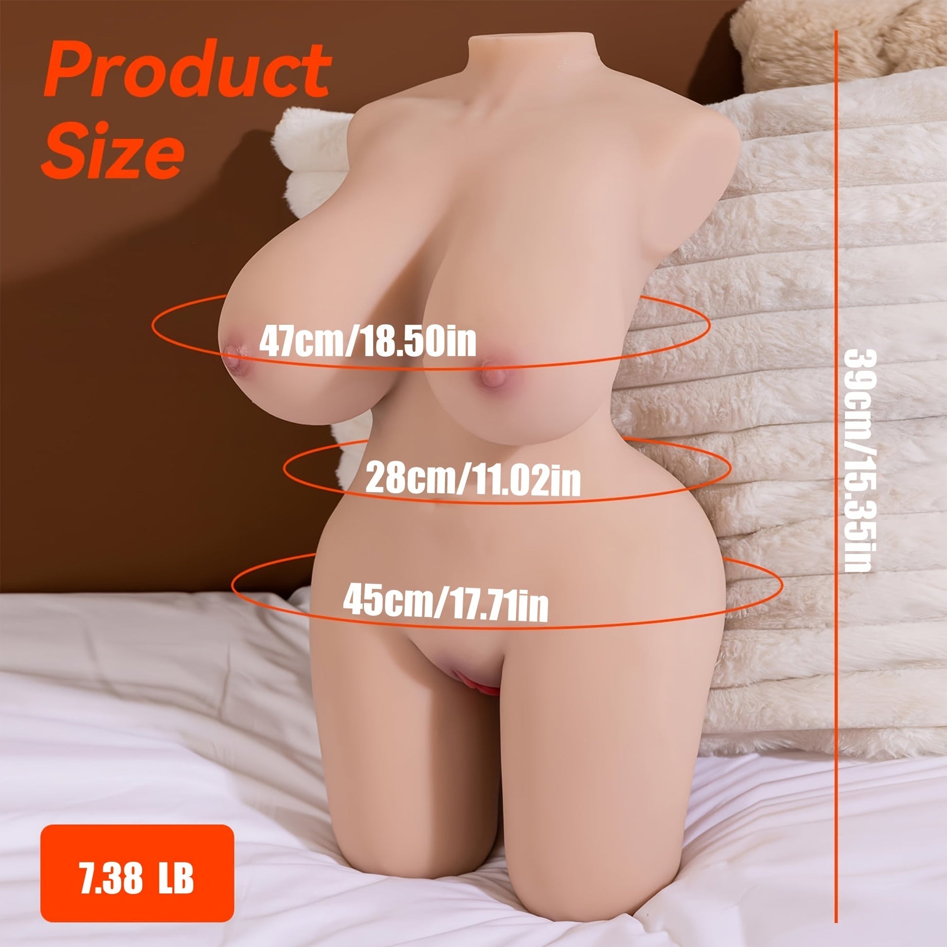 Realistic Life-Size Female Torso Sex Doll. Soft TPE Big Breasts. Lifelike Fat Butt. Pocket Pussy. Ass. Masturbation Toy for Men - No Head. Electricity-Free. 39-Inch - buysextoyth