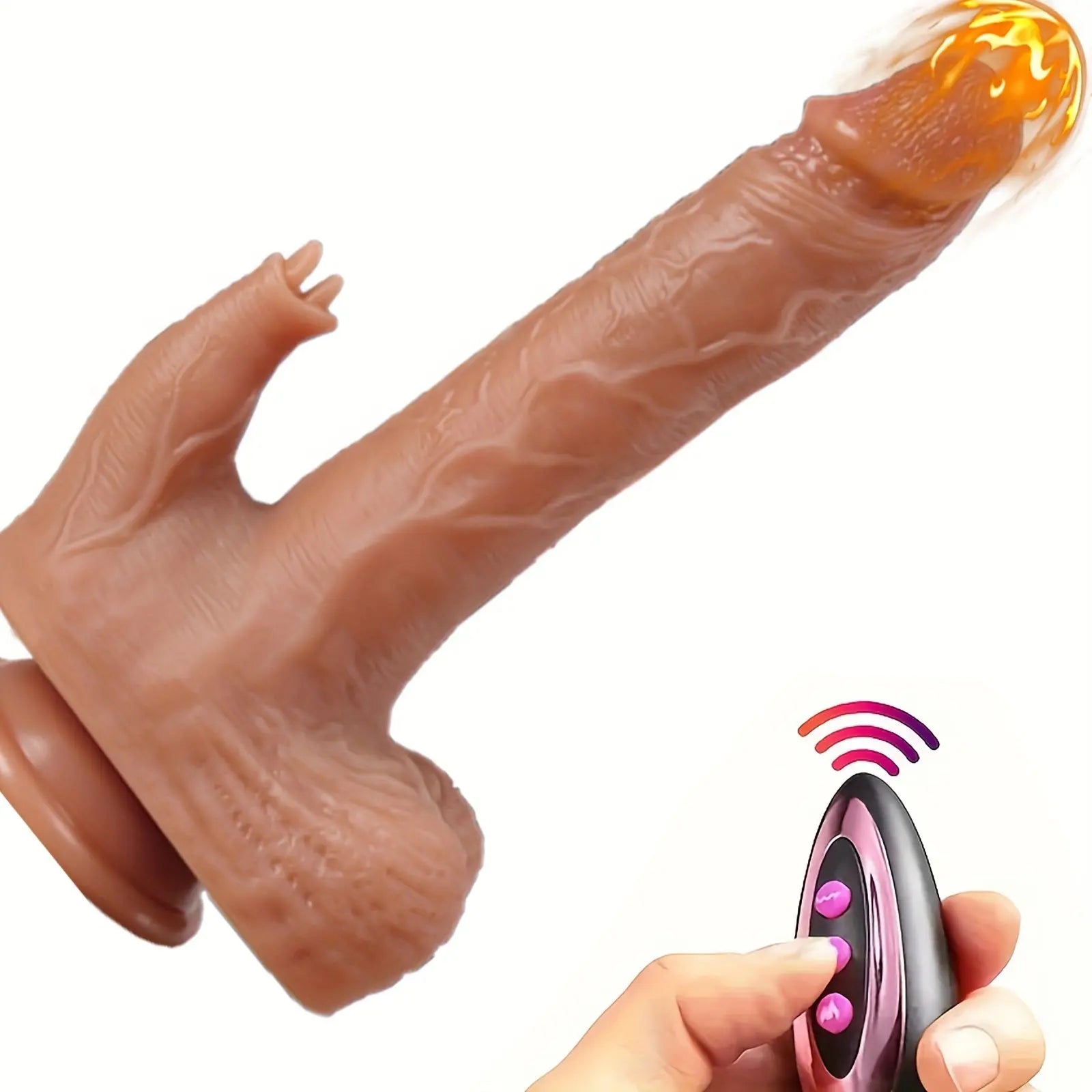 8.4 Inch Premium Silicone Dildo: 5-in-1 Thrusting. Remote Control. 10 Vibration & 10 Telescopic Modes. G-Spot & Anal Stimulation. Wireless with RFID. USB Charging. Suitable for Both Men & Women - buysextoyth