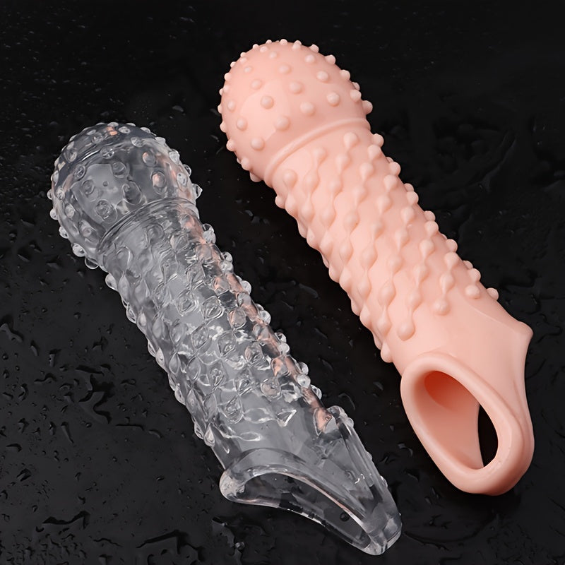 2pcs Penis Enhancer Sleeves with Stretch G-Spot Stimulation - Reusable Cock Ring & Nozzle for Men's Sexual Pleasure Sex Toy For Men Masturbating Sex Toy For Men Anal - buysextoyth