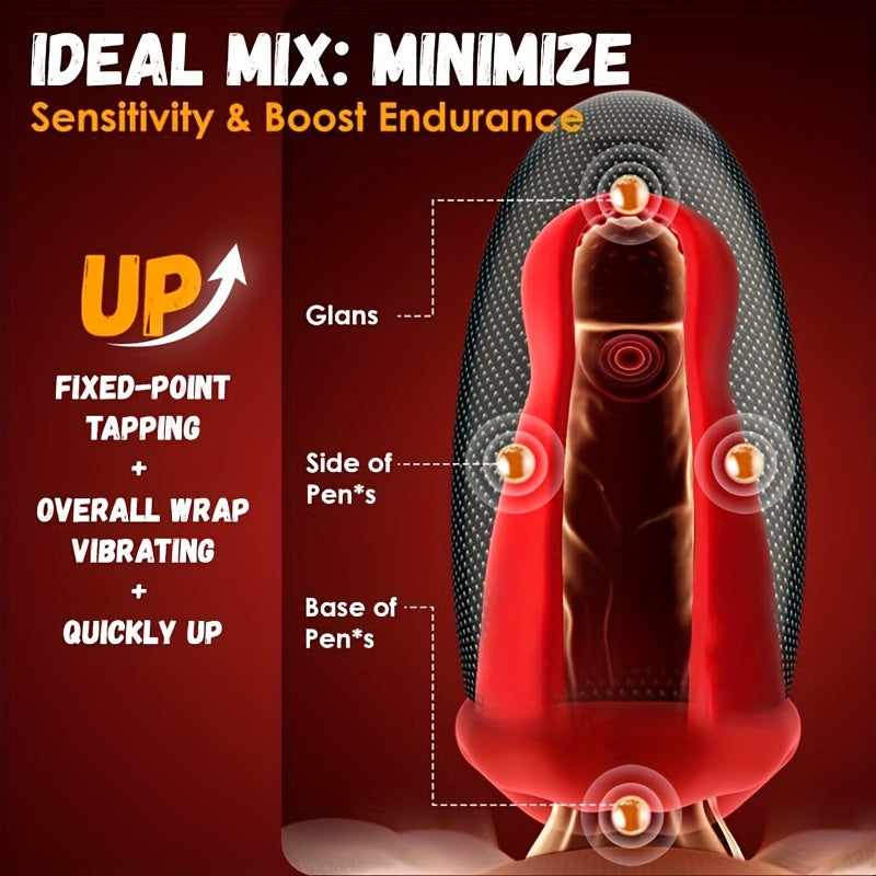 Male Sex Toys For Men Penis Vibrator - Male Masturbator Deep Throat-Mouth Mens Stroker 9 Tapping & Vibrating Penis Pump Trainer LCD 360° Wrapped Male Vibrator Adult Sex Toy - buysextoyth
