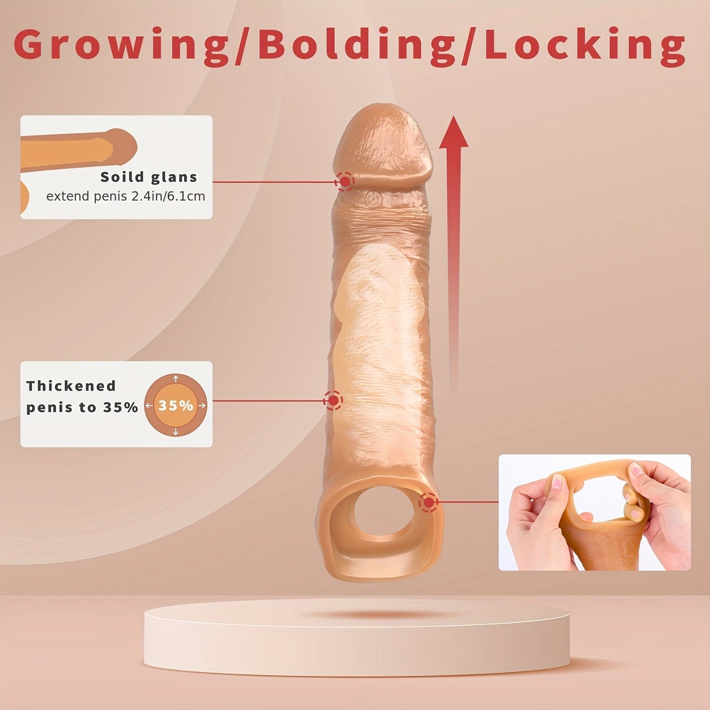 Vibrating Penis Sleeve Extender Cock Ring Vibrator Extension with Remote Control - buysextoyth