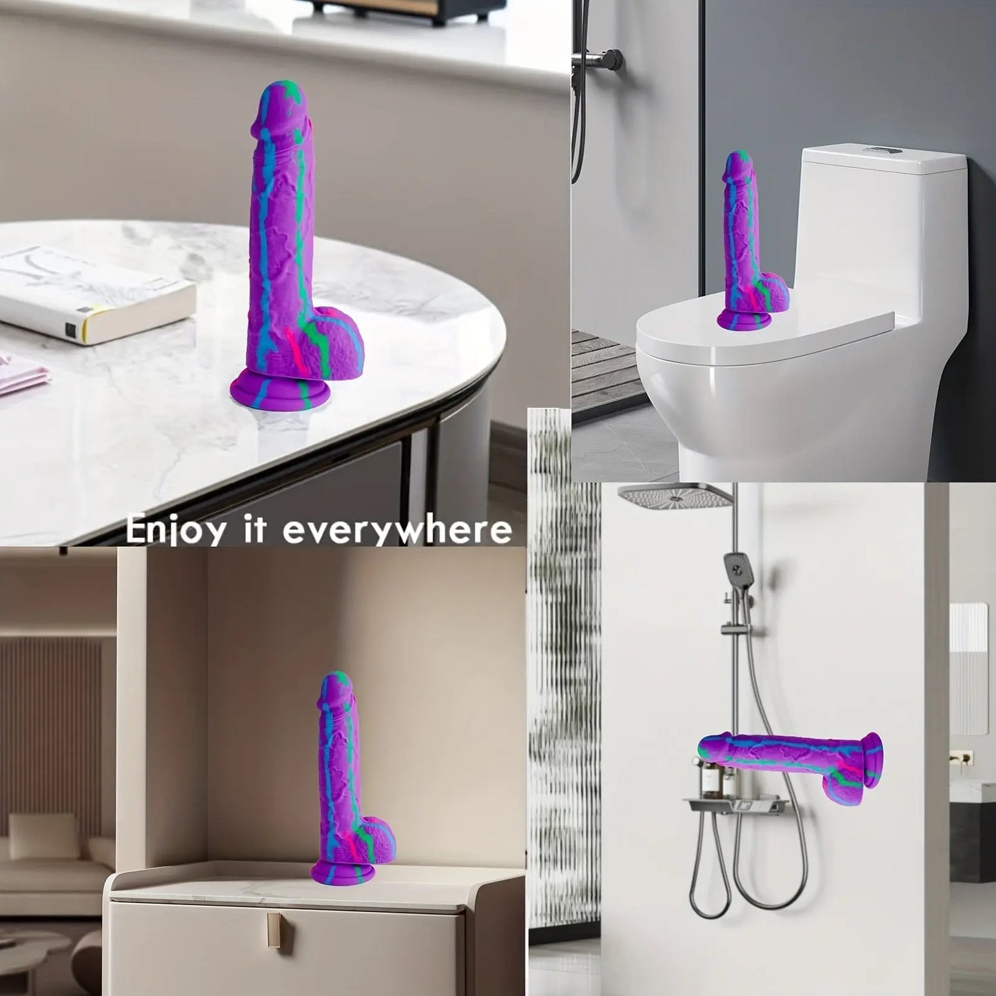 Realistic 8.2 Liquid Silicone Dildo with Suction Cup - Stimulate G-spot. Hands-free Play. Non-Latex. Waterproof - buysextoyth