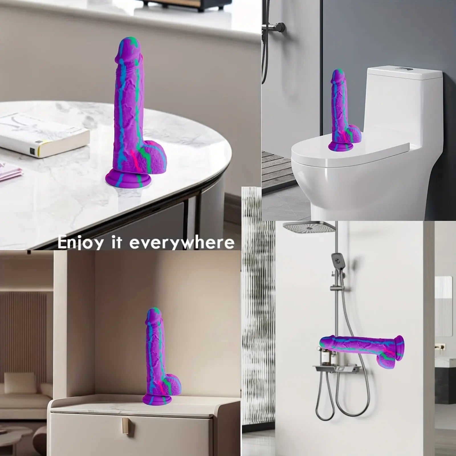 Realistic 8.2 Liquid Silicone Dildo with Suction Cup - Stimulate G-spot. Hands-free Play. Non-Latex. Waterproof - buysextoyth