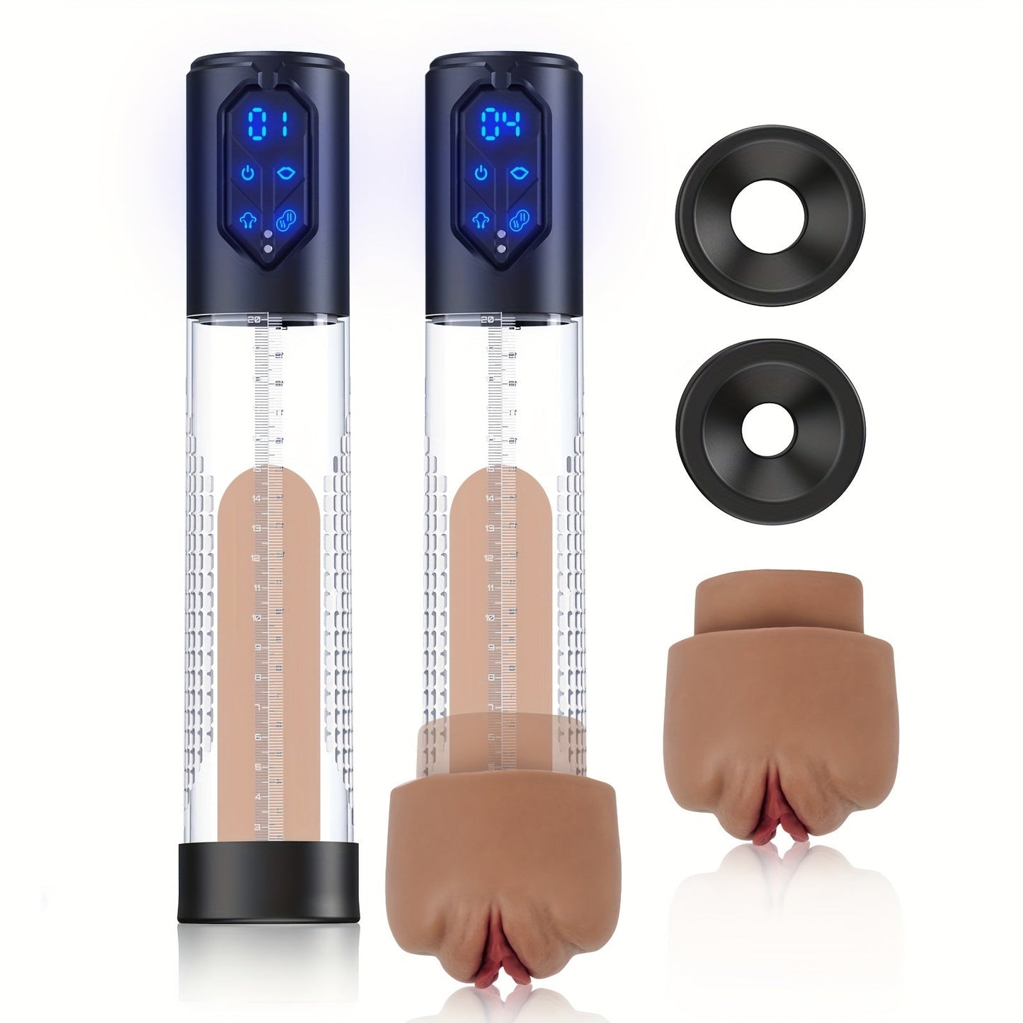 Automatic Penis Pump Sex Toys - Electric Male Masturbator Vacuum Pump With 3 Suction & 4 Erection Intensities. Pump Penis With 2 Vagina Sleeve For Adult Men - buysextoyth