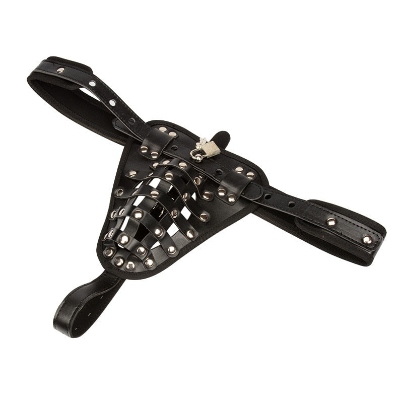 Chastity Pant PU Leather Chastity Device Sexy Underwear Lock Adult Erotic Penis Cage Cock Rings Bondage Sex Toys for Men Luxury - buysextoyth
