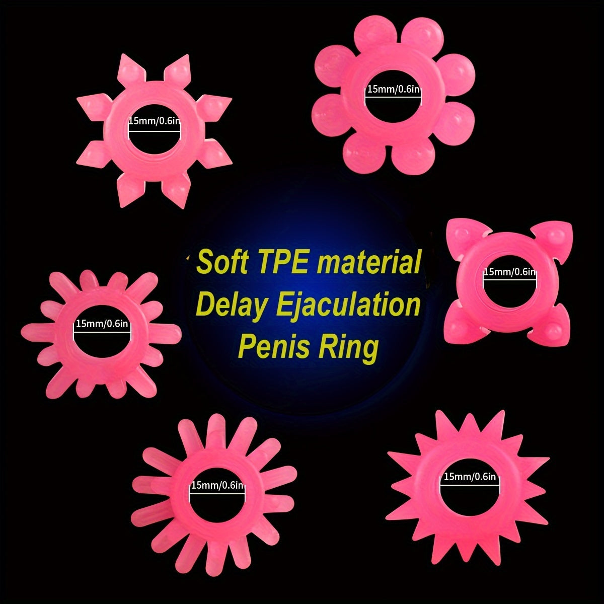 4pcs Men's Glow In The Dark Soft Grain Decor Penis Rings. High Elasticity Easy To Clean Masturbating Toys For Couple's Flirting. Men's Gay's Pleasure - buysextoyth