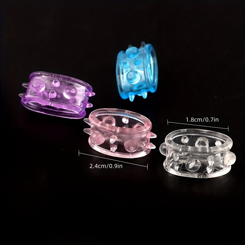 4pcs TPE Soft Penis Locking Ring Couple Sex Toys Transparent Crystal Ring Sperm Retention Barbed Penis Ring Adult Products - buysextoyth
