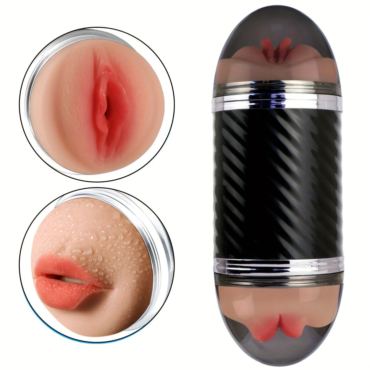 2 In1 Male Masturbators With Vibration Modes Stimulator Double-Side Pocket Pussy Toy Realistic Texture Male Masturbation Cup Silicone Hand Free Stroker Sex Toy - buysextoyth