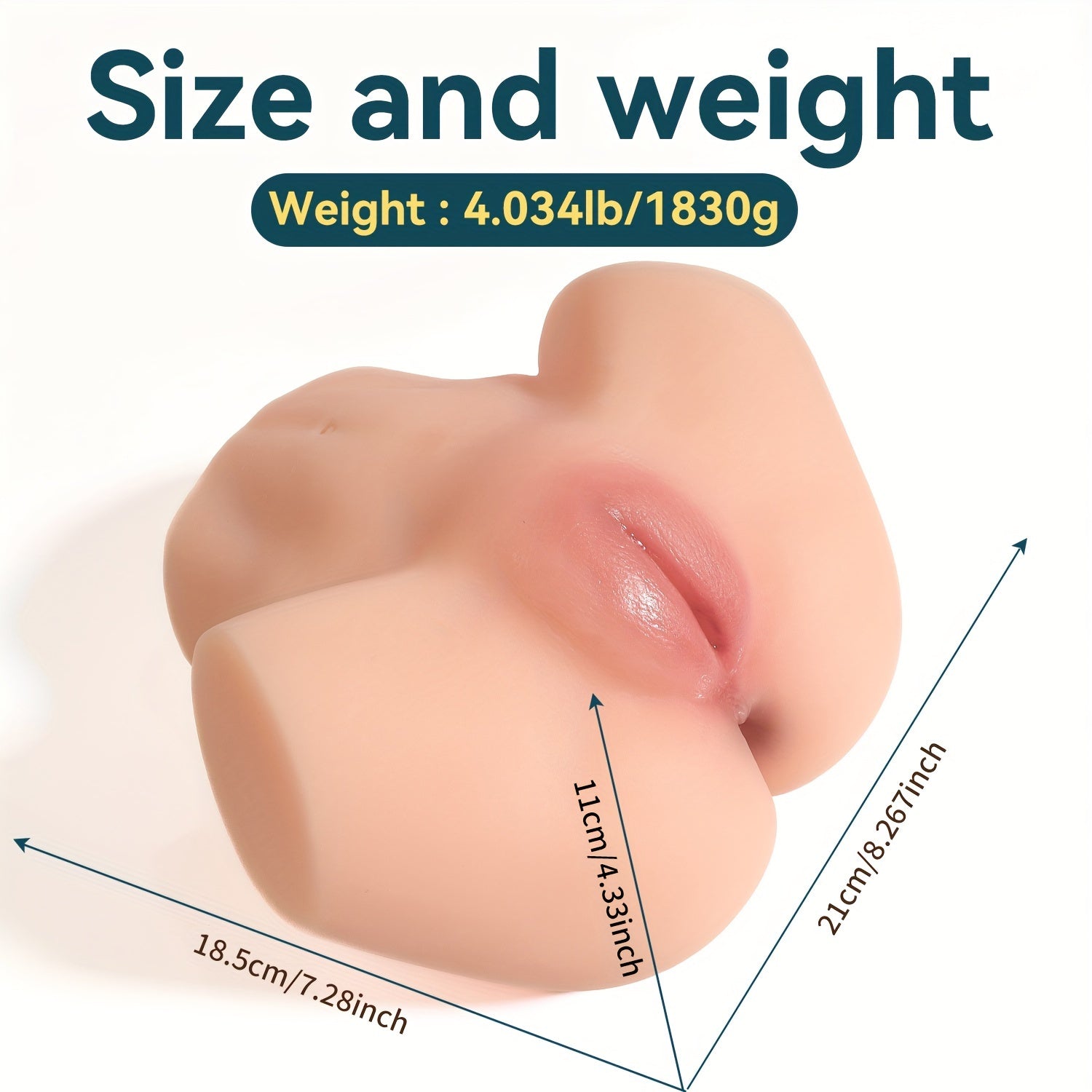 Realistic 1.8kg Male Anus Self-Pleasure Toy: TPE Material. 3D Textured Channels. 7.28 Length. 3.33 Width. No Battery Required - buysextoyth