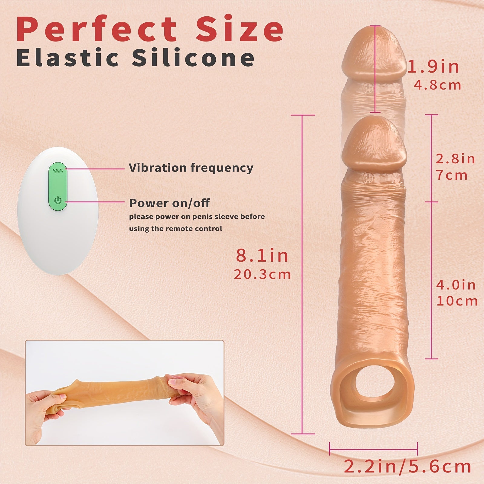 Vibrating Penis Sleeve Extender Cock Ring Vibrator Extension with Remote Control - buysextoyth