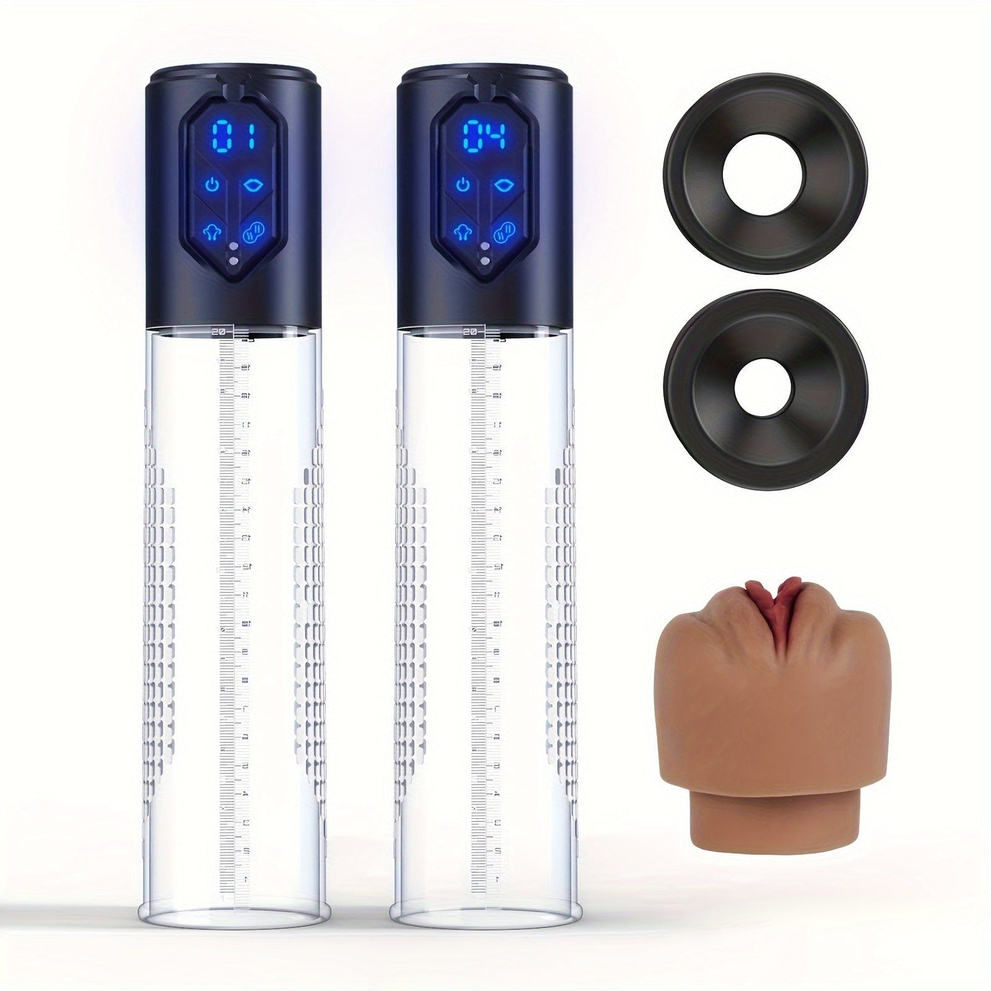 Automatic Penis Pump Sex Toys - Electric Male Masturbator Vacuum Pump With 3 Suction & 4 Erection Intensities. Pump Penis With 2 Vagina Sleeve For Adult Men - buysextoyth