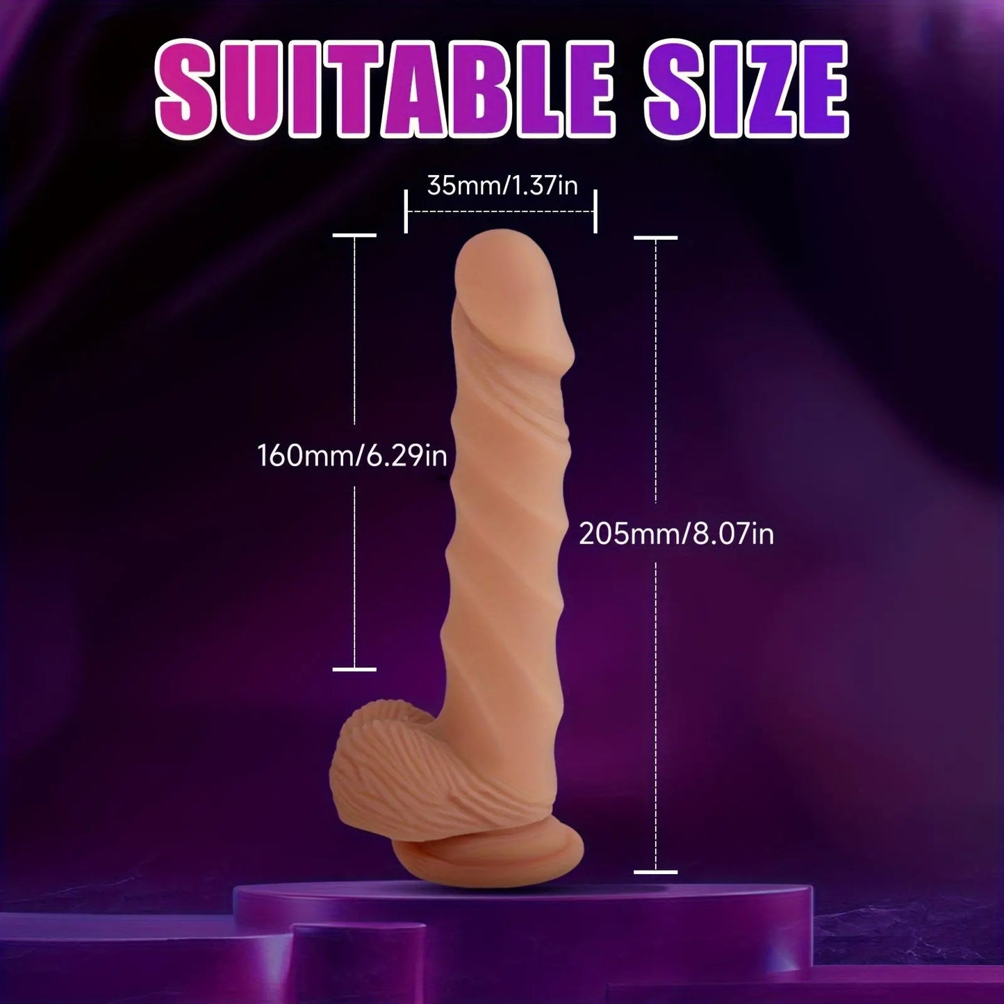 8.07 Realistic Personal massager With Suction Cup - G-Spot Stimulating. Waterproof Tpe Material. Latex-Free. Ideal For Homosexual Couples & Vaginal/Anal Play - buysextoyth