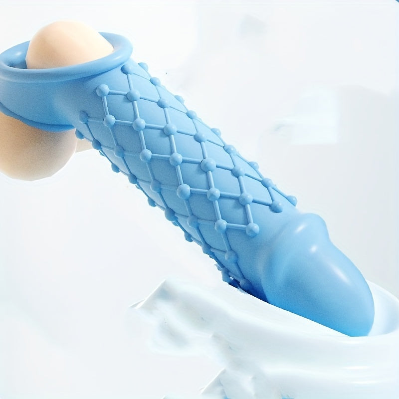 Blue Purple White Large TPE Material Wolf Tooth Mesh Simulation Penis Cover Penis Sleeve - buysextoyth