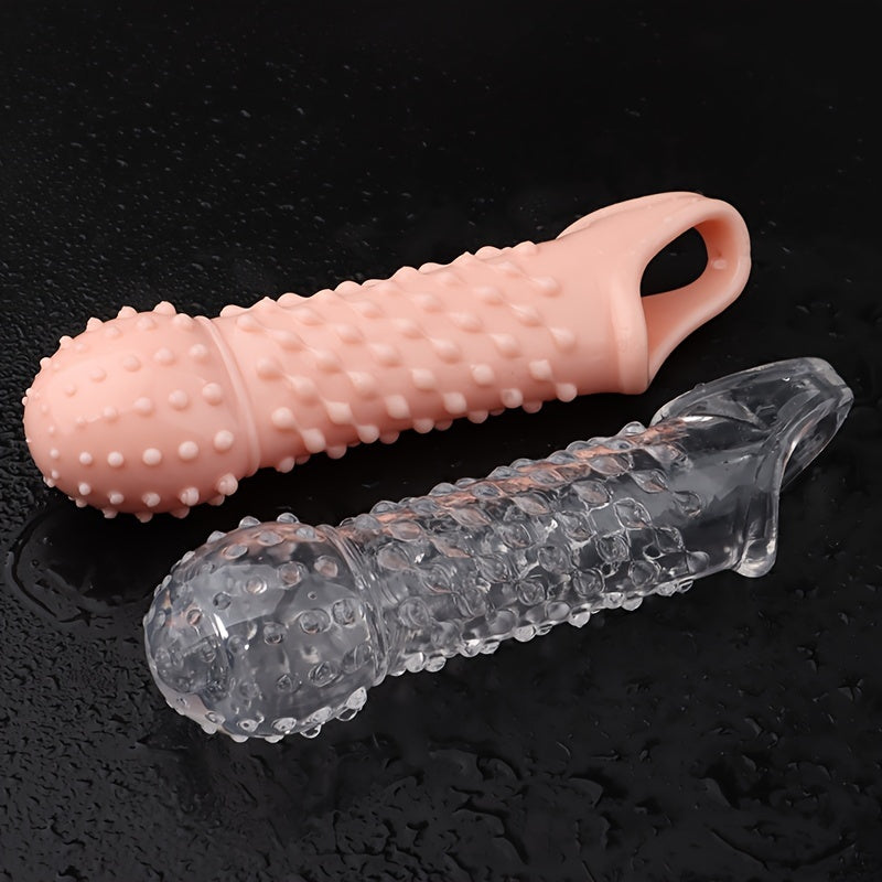2pcs Penis Enhancer Sleeves with Stretch G-Spot Stimulation - Reusable Cock Ring & Nozzle for Men's Sexual Pleasure Sex Toy For Men Masturbating Sex Toy For Men Anal - buysextoyth