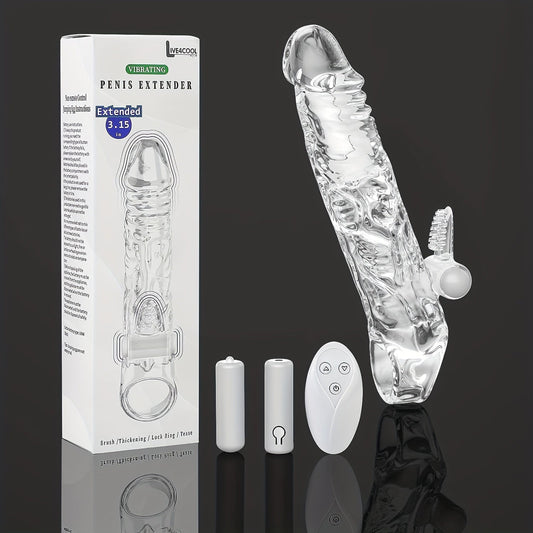 Penis Extender Sleeve Cock Sleeve with Vibrators glan clit stimulator. Penis Enlarger Vibrating Penis Sleeve Cock Ring with 10 Vibration Modes Remote Control - buysextoyth