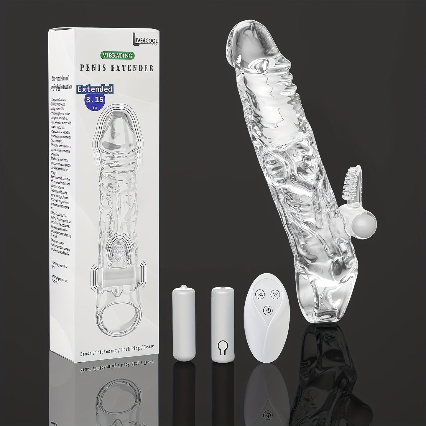 Penis Extender Sleeve Cock Sleeve with Vibrators glan clit stimulator. Penis Enlarger Vibrating Penis Sleeve Cock Ring with 10 Vibration Modes Remote Control - buysextoyth