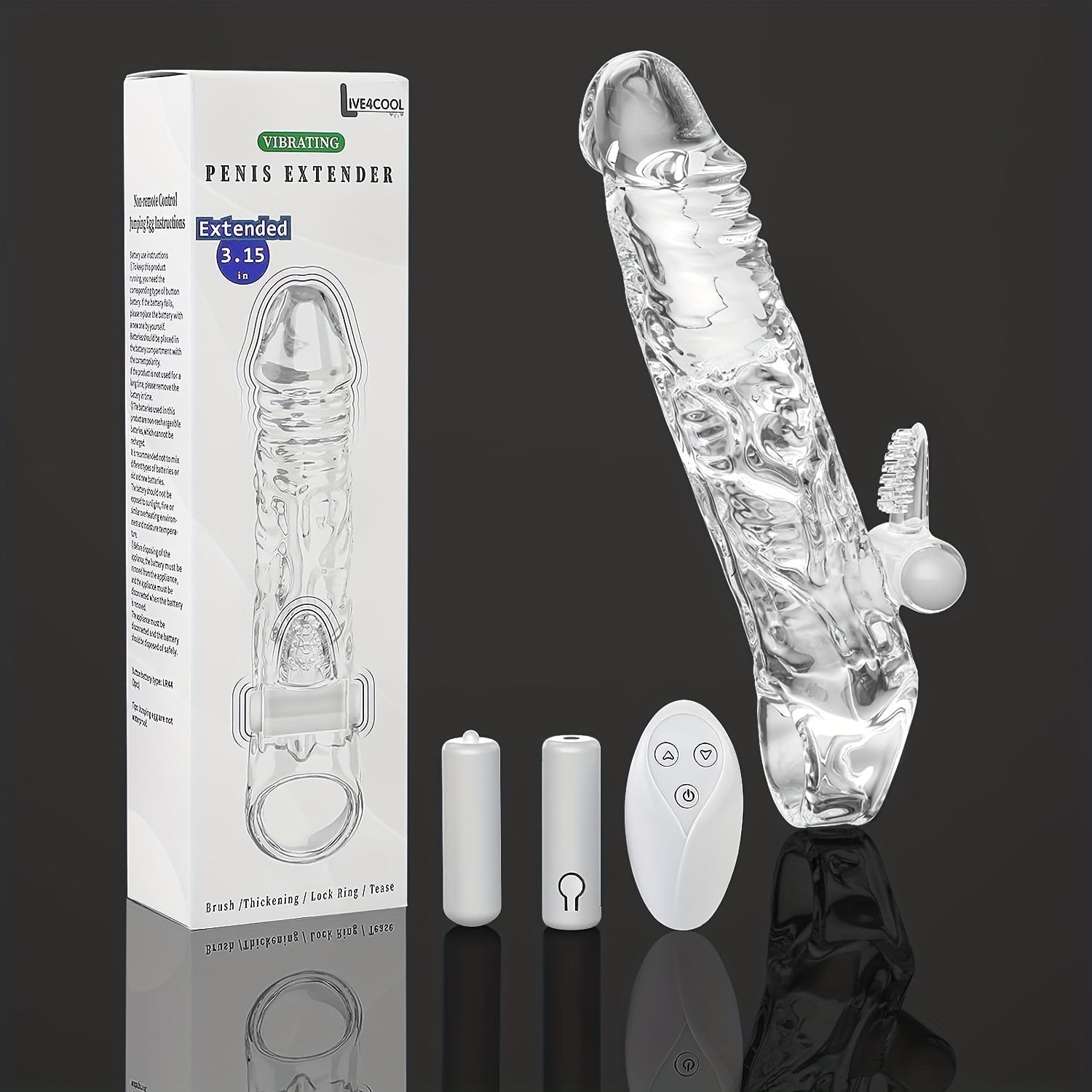 Penis Extender Sleeve Cock Sleeve with Vibrators glan clit stimulator. Penis Enlarger Vibrating Penis Sleeve Cock Ring with 10 Vibration Modes Remote Control - buysextoyth