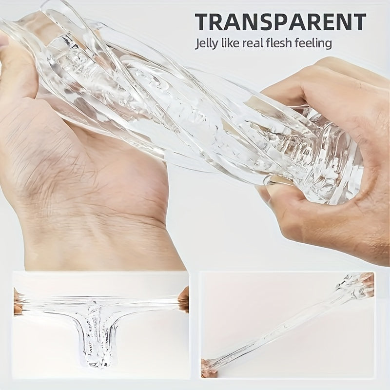 Transparent 3D Realistic Electric Male Masturbator: Adult Party Toy for Men. Suitable for Ages 18+ (No Feathers. Silicone Material) - buysextoyth