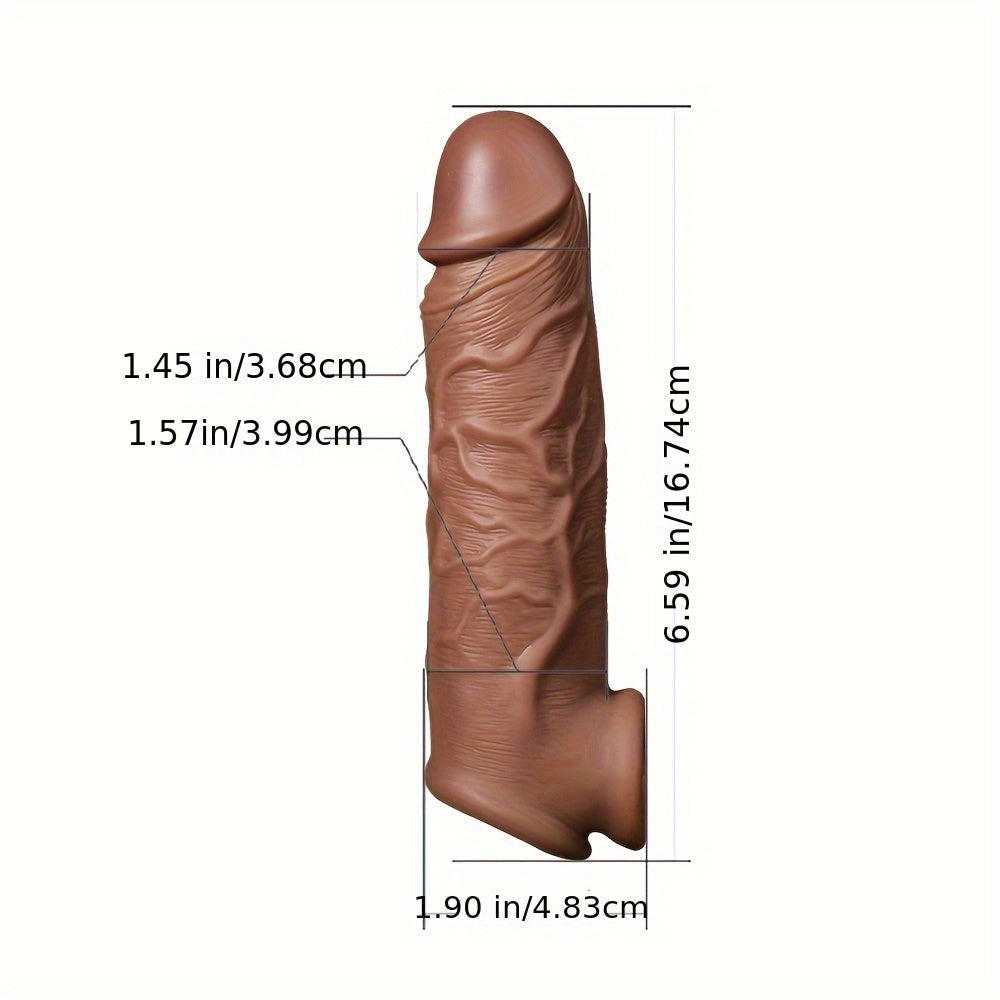 Realistic Male Extended Penis Sleeve Liquid Silicone Reusable Sex Toys Adult Male Couples Sharing Sex Toys For Pleasure - buysextoyth